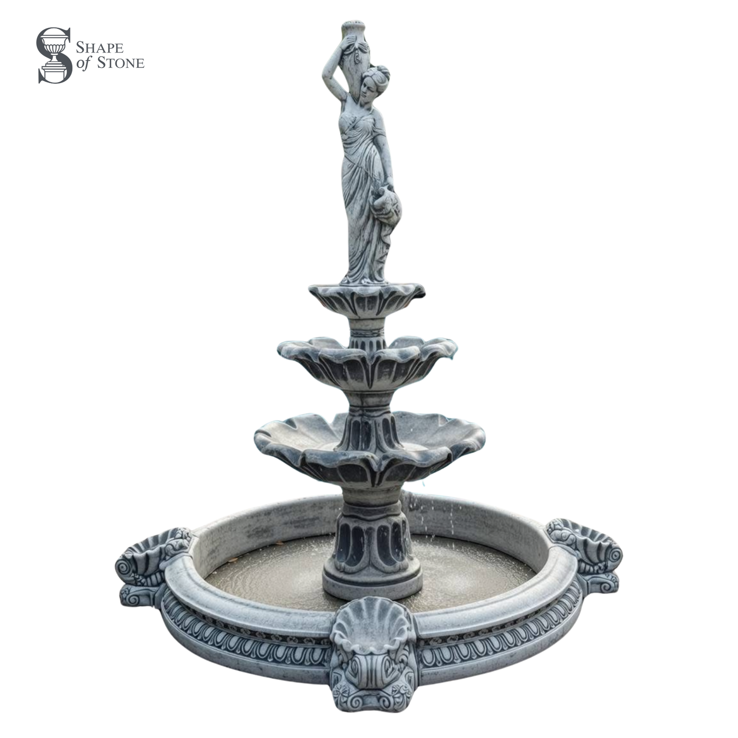 Classical Lady Fountain – Tiered Stone Water Feature