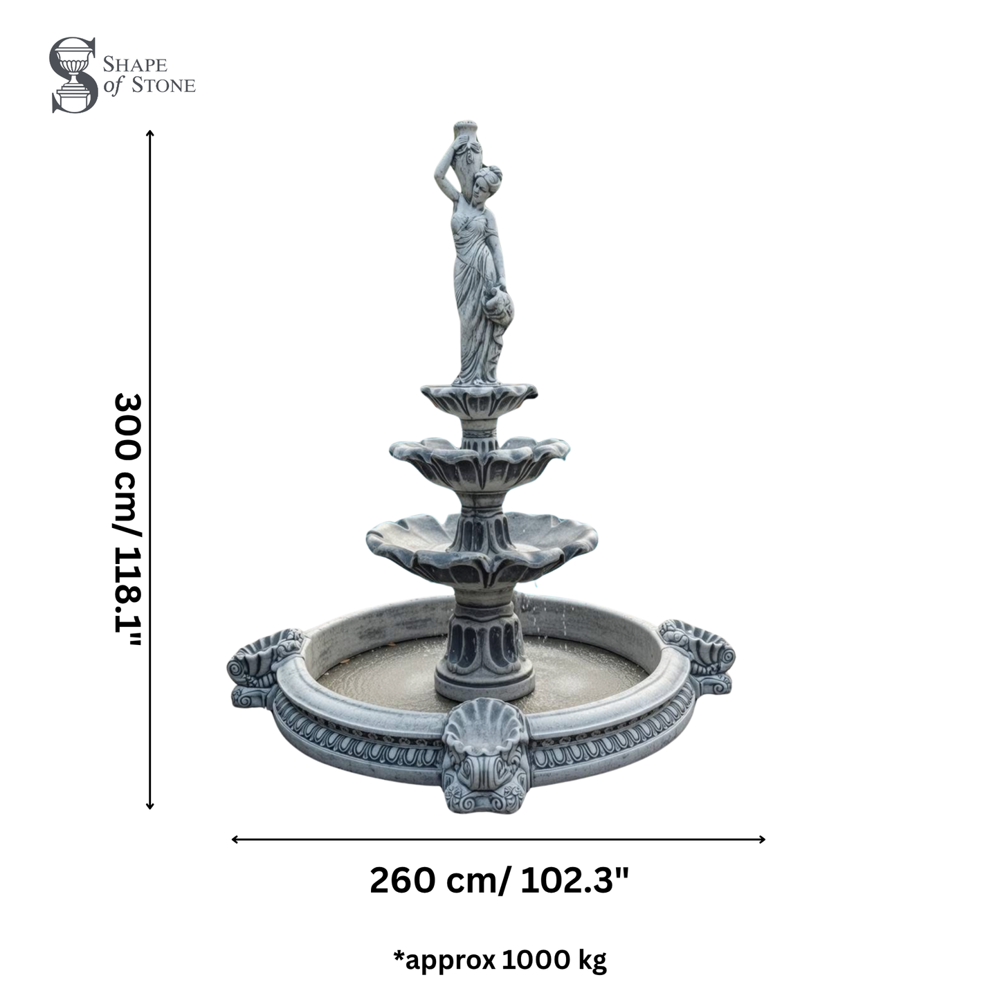 Classical Lady Fountain – Tiered Stone Water Feature