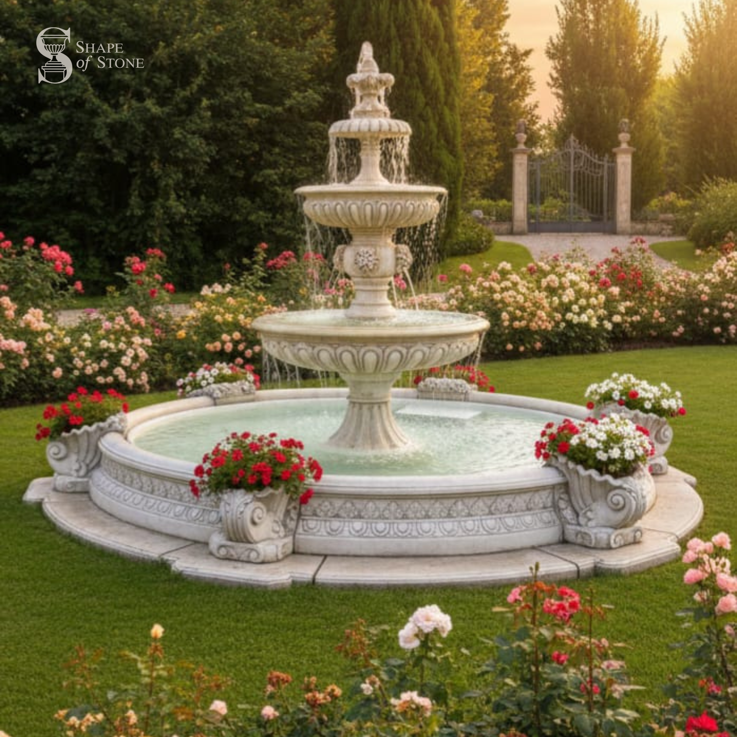 Grand Tiered Fountain – Luxury Reconstituted Stone Water Feature