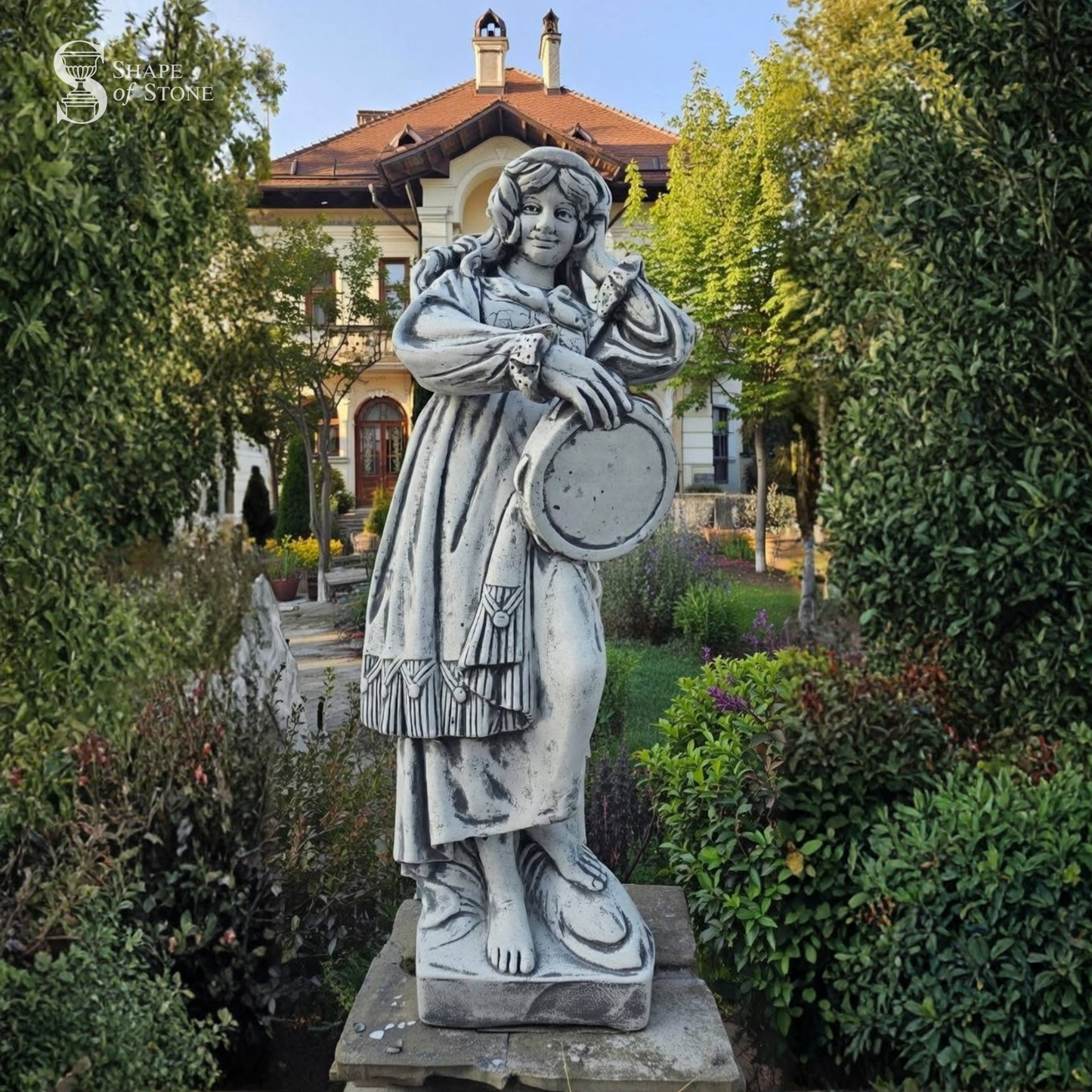 Classical Musician Female Statue – Reconstituted Stone Garden Ornament